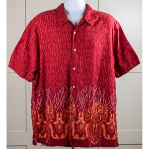 SOLD! Utility Brand Red Tiki and Flames Shirt